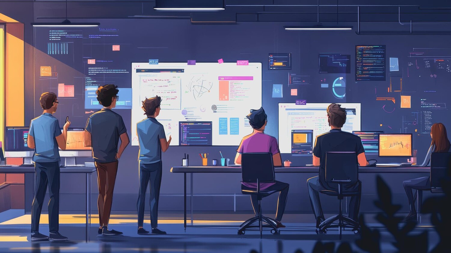 Cross-functional team prioritizing features and technical debt during sprint planning
