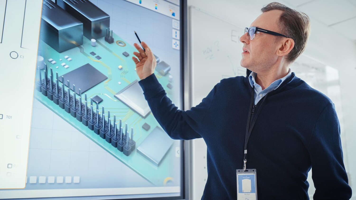 Technical lead explaining a build-vs-buy decision matrix for an automation strategy to a product and engineering team