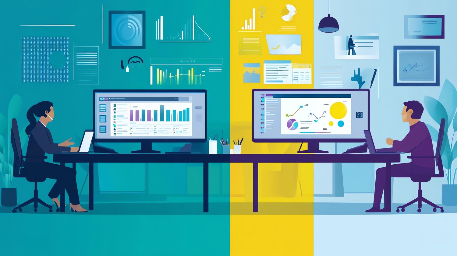 Analyst evaluates roadmap trade-offs using OKRs and backlog metrics on dashboards for the digital transformation roadmap