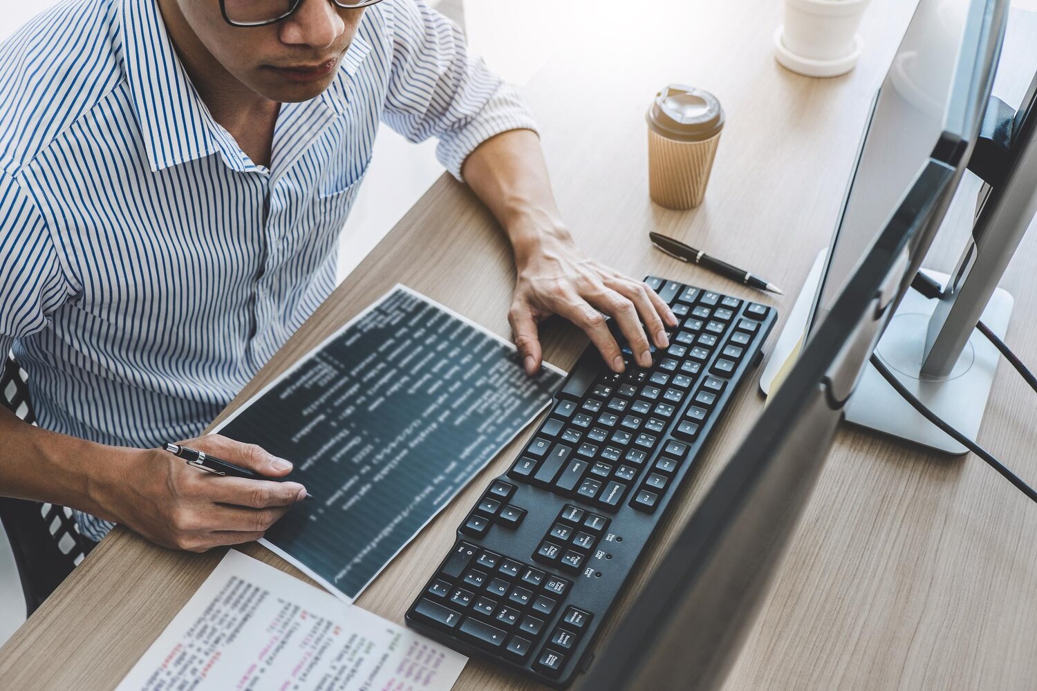 Engineers adding web performance analytics instrumentation during code review