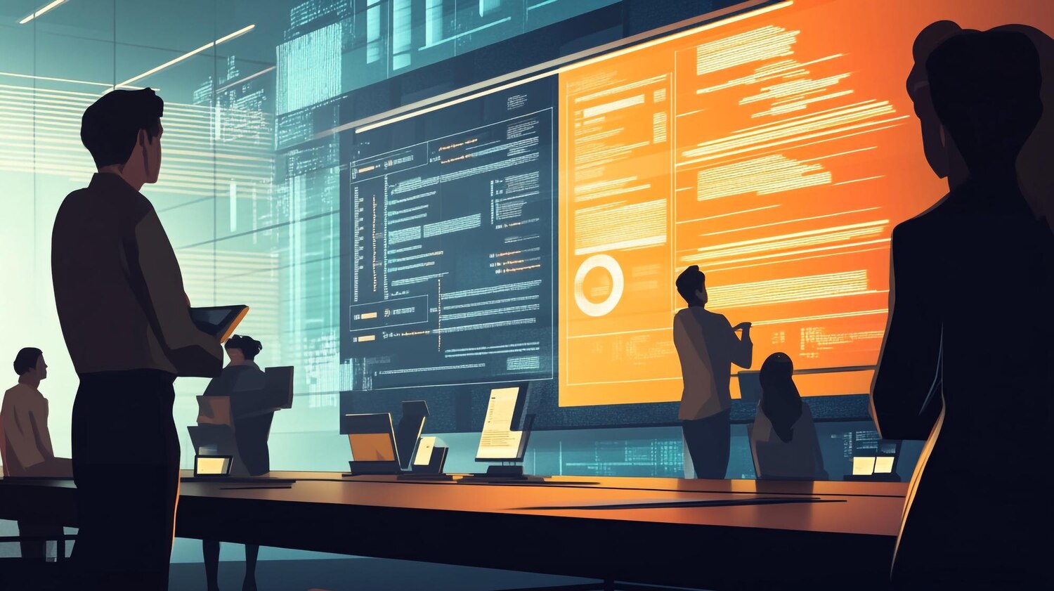 Architecture leads debating data, model orchestration, and governance layers for an AI platform