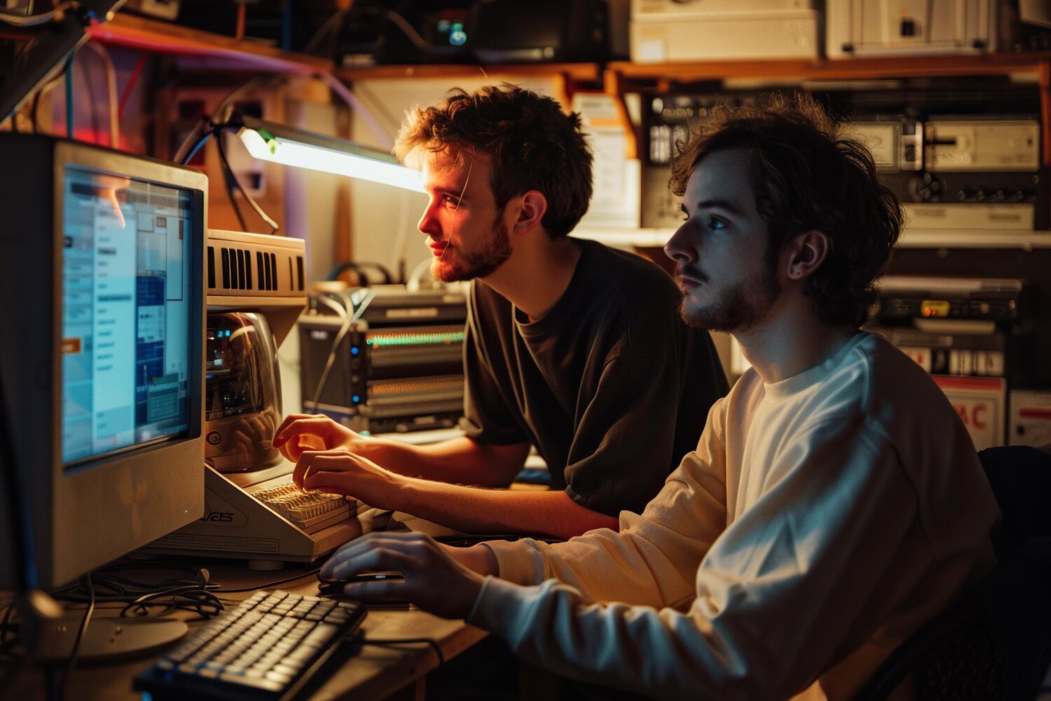 Engineers collaborating on code and DevTools to improve site speed and analytics integrity