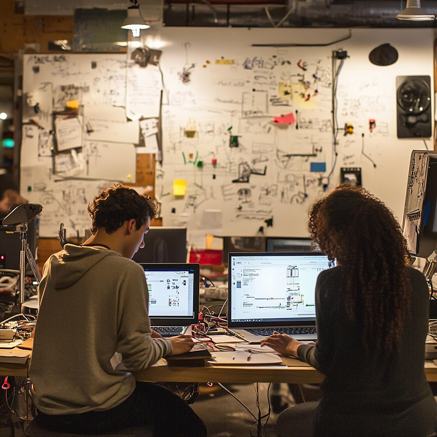 Designers and engineers aligning design tokens in Figma and Storybook during a collaborative workshop