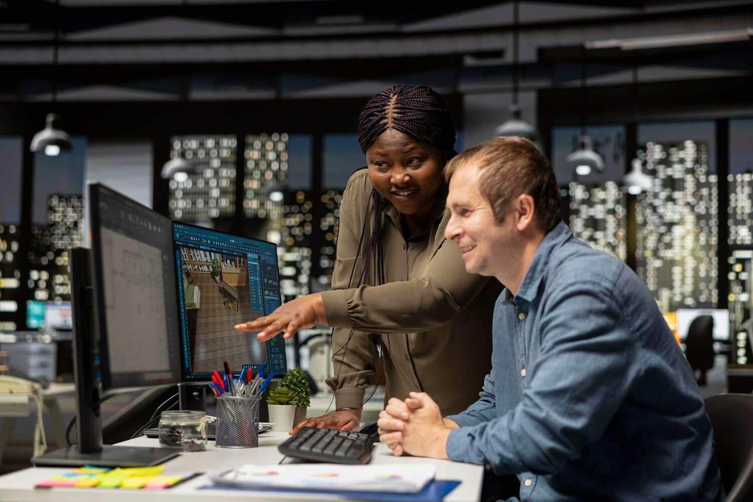 Cross-functional team refining a transformation backlog using roadmapping software